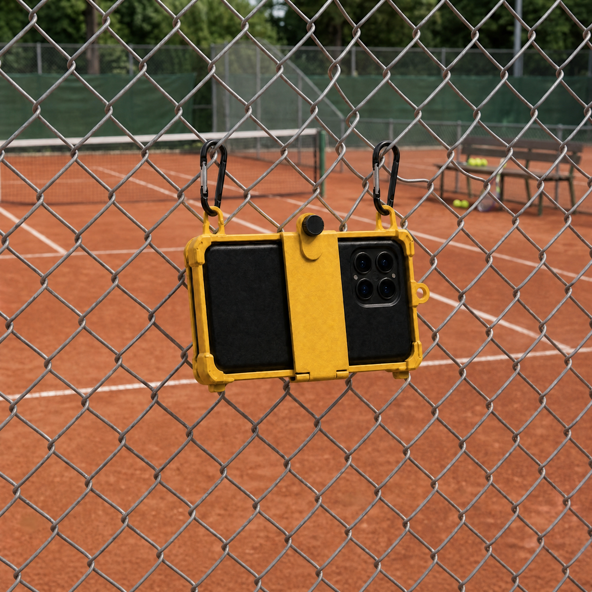 Multi-Mount instalado no alambrado da quadra