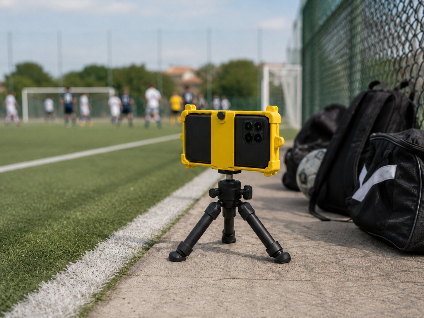 Multi-Mount adaptado para tripé na lateral da quadra