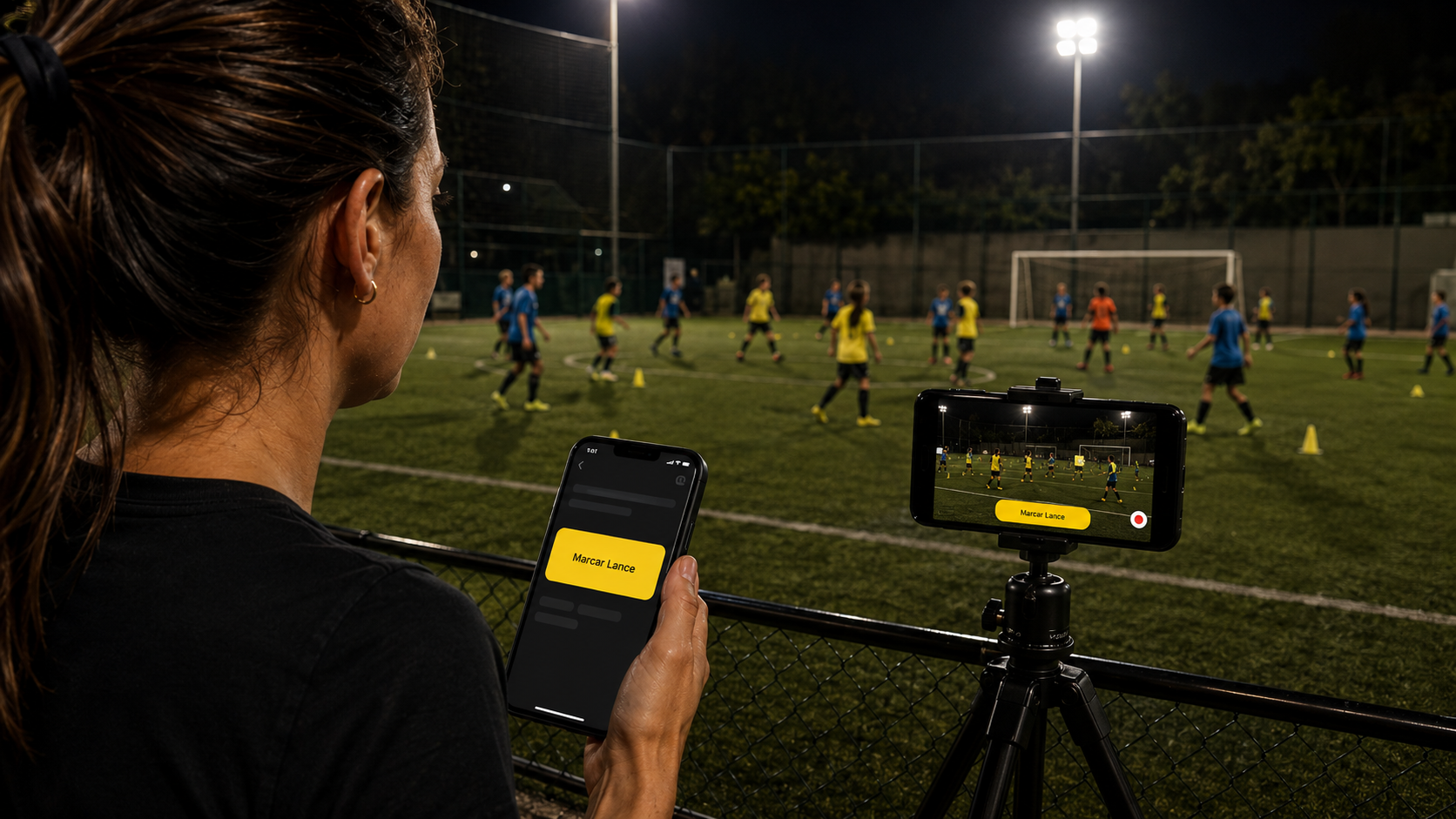 Outro celular conectado via link para marcar lances no Filma Fácil GO